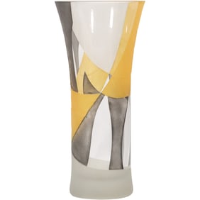 Signed REBECCA ODOM Studio Art Glass Vase, Abstract Design 11 in. height x 5 in. wide