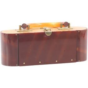 RARE Bakelite 1940s Box Bag with Handles and Makeup Compartment, Dorset Fifth Ave