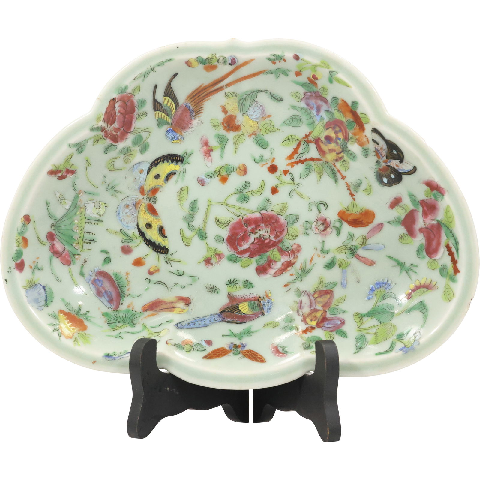 19th C. Antique Chinese Porcelain Shrimp Bowl or Leaf-Shaped Dish, 10.5 inches (1 of 11)