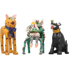 3 Signed JUDIE BOMBERG Whimsical Animals: Bruno, Murphy, Jonah