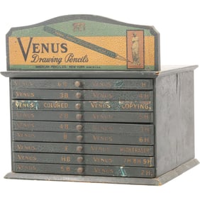 Vintage Venus Drawing Pencils Store Display Cabinet.