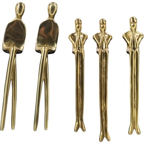 5 Ballerina Figural Brass Cabinet Handles and Thinker Figural Brass Drawer Pulls