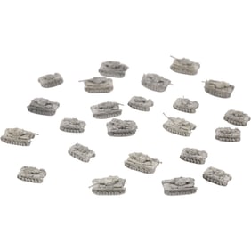 23 Cast Metal Miniature Toy Army Tanks, 1 inch length