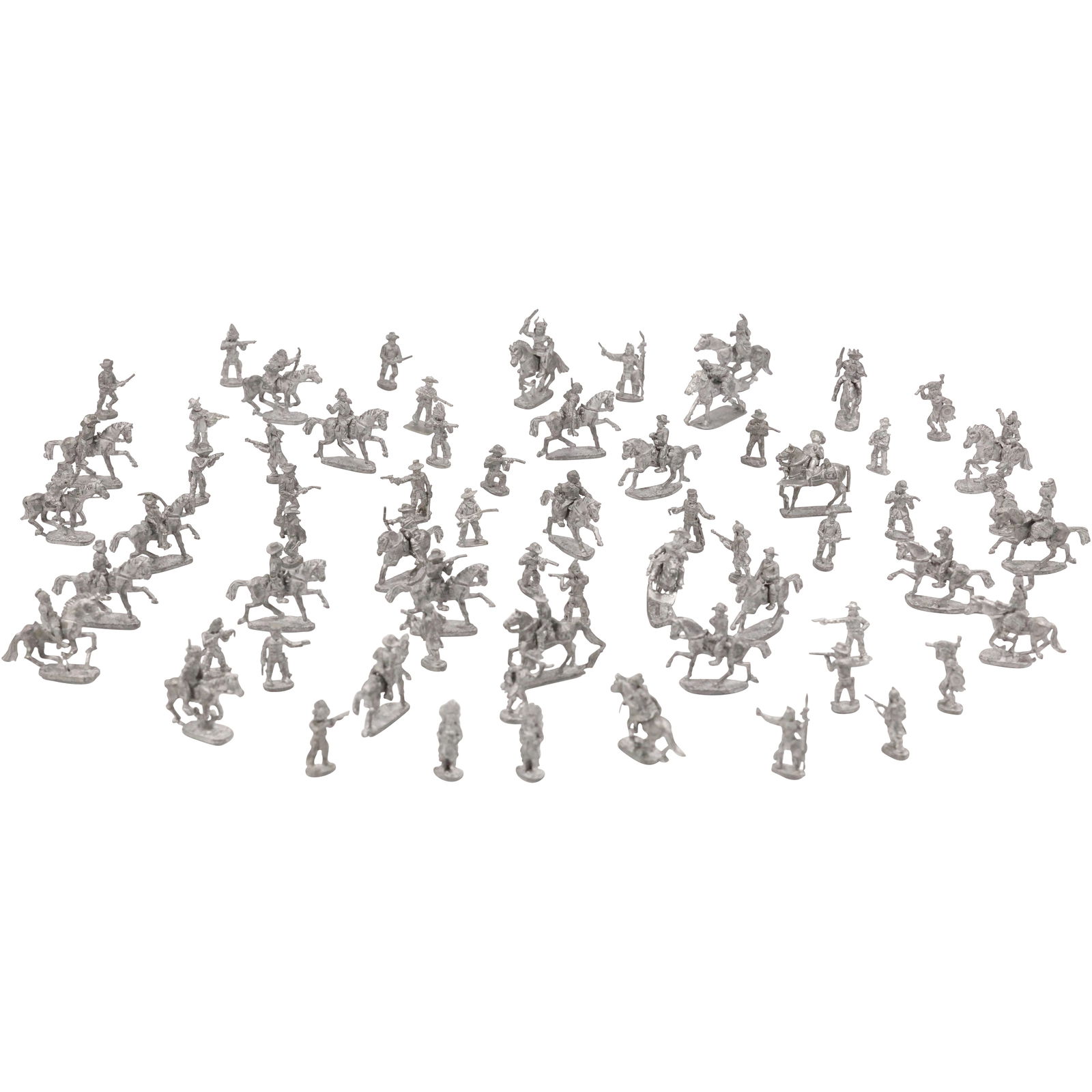 Assorted Grouping of Cast Metal Miniature Toy Cowboys and Indians on Horseback 1 in. x 2 in. (1 of 20)