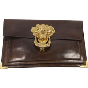 Leather Document Holder with Versace Gold Tone Head , 15.5 in.