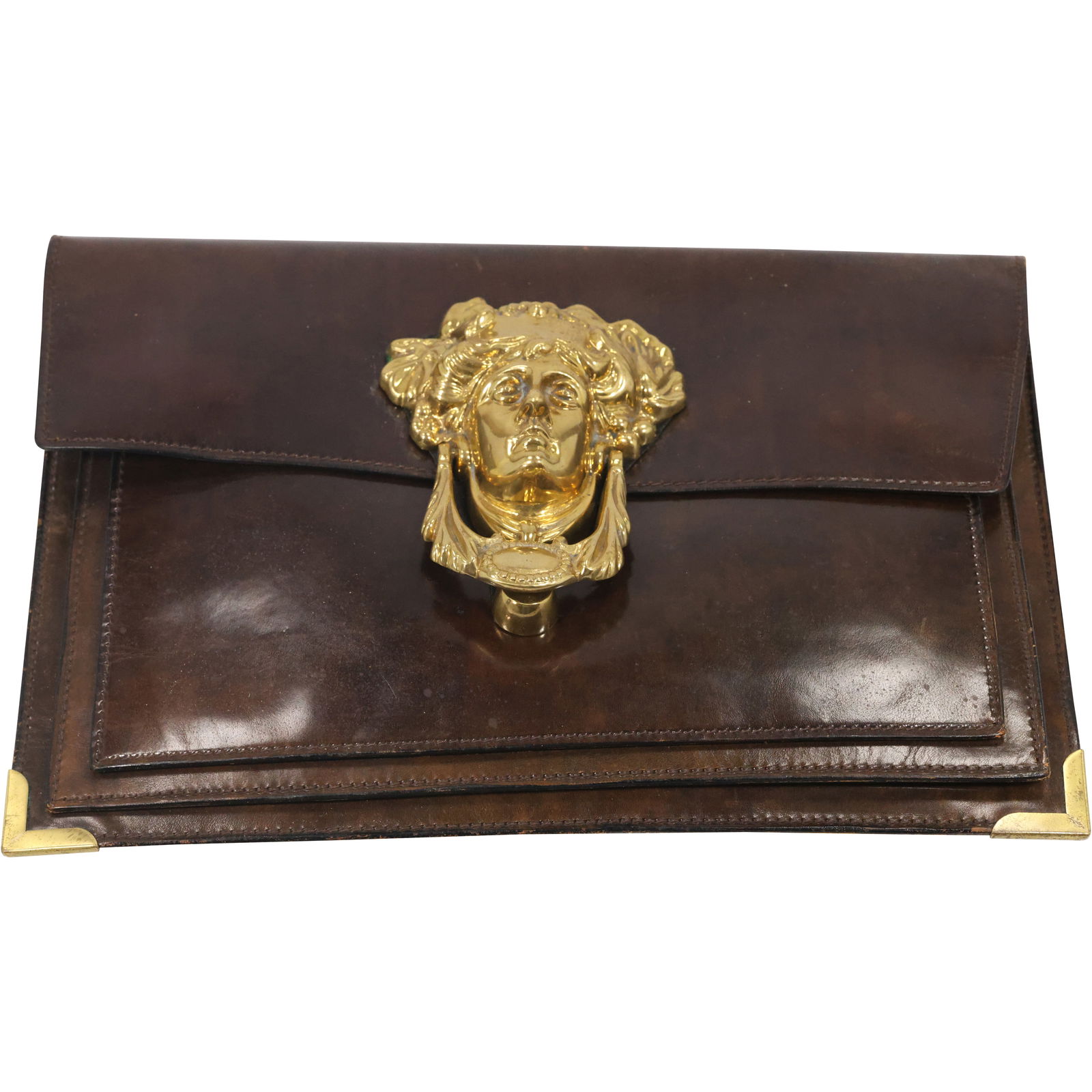Leather Document Holder with Versace Gold Tone Head , 15.5 in. (1 of 16)