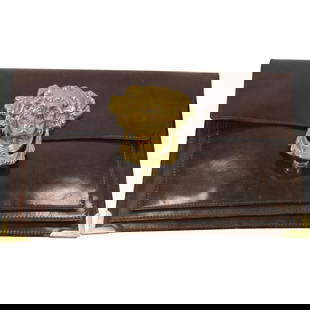 Leather Document Holder with Versace Gold Tone Head , 15.5 in.: Leather Document Holder with Versace Gold Tone Head , 15.5 in. . size: 1.5h 15.5w