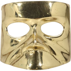 Small Polished Brass Masquarage Bouta Mask Charm 2.25 in. x 2.25 in.