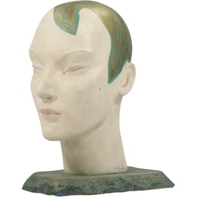 1930's Original Art Deco Display Head Bust Art Sculpture by Broadway Designer Ted Weidhaas
