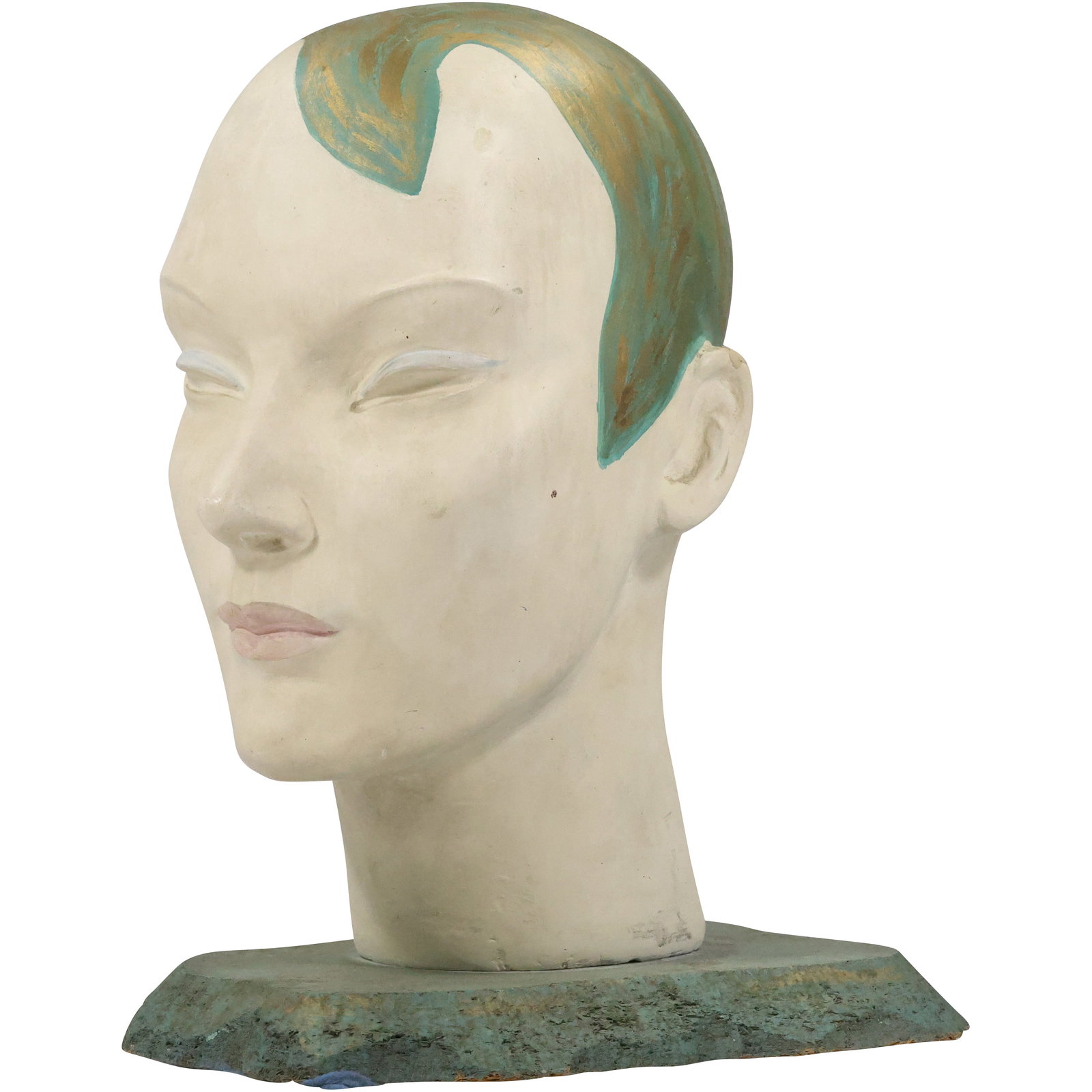 1930's Original Art Deco Display Head Bust Art Sculpture by Broadway Designer Ted Weidhaas (1 of 20)