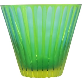 Absinthe Hand Blown Glass Bowl with Blue Stripe circa 1970s, 6 in. height x 6.75 in. wide