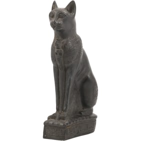 Egyptian CAT Figure Statue in Hard Composition 10.5 in. height x 5.5 in. wide