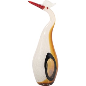 Murano Glass Heron Bird Sculpture, specifically a piece from GlassOfVenice. 15.5 in. height x 6 in.