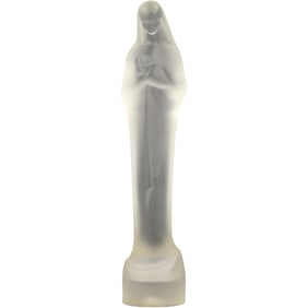 GSL Madonna Mary & Child Leerdem by Stef Uiterwaal Frosted Crystal Glass Figurine 14 in. height