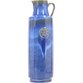 Tall SOHOLM STENTOJ DENMARK MARIA PHILIPPI NORDLYS Blue Pottery Pitcher 15.75 in.