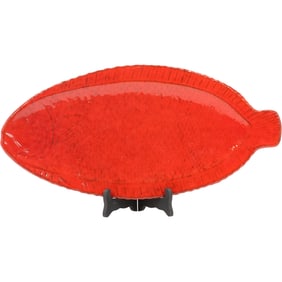Italian Red Glazed Ceramic FISH Platter, 21.25 inches length x 10.5 in. wide