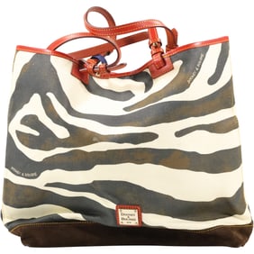 Dooney and Bourke Leather Zebra Print Tote Hand Bag 13 in. x 16 in.