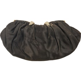 Vintage Black Swede Purse with Rhinestone Clip Enclosures 4.5 in. x 8.5 in.