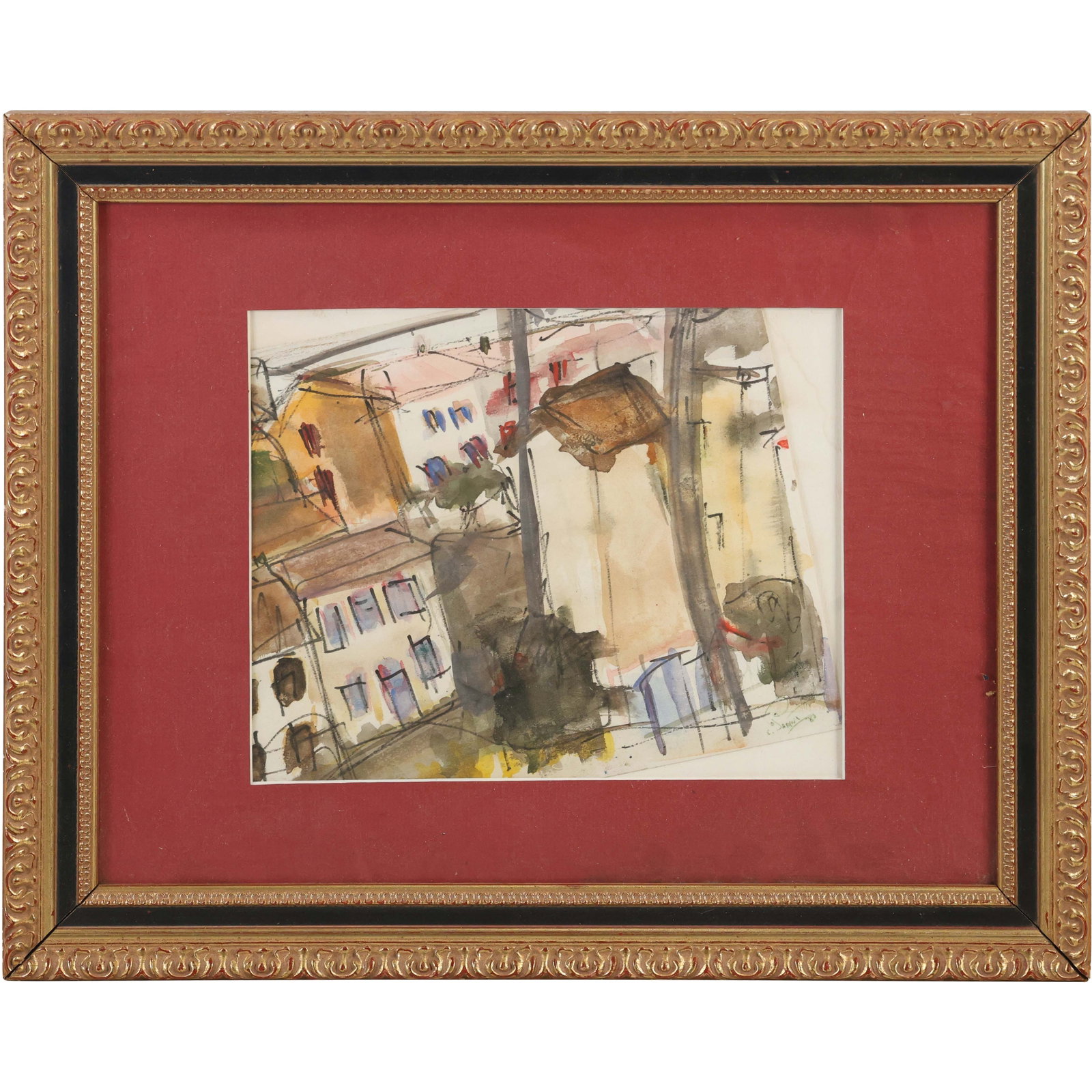 Claude Parent (1923 - 2016) France, Watercolor Painting Urban Street Buildings, Signed, Framed: Claude Parent (1923 - 2016) France, Watercolor Painting Urban Street Buildings, Signed, Framed. size: 9.5 x 12 outside frame 17 x 21.5 ; ASKart: Claude Parent (1923 - 2016) was active/lived in France.