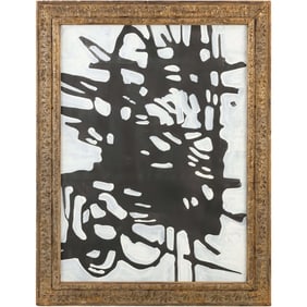 Wayne Cunningham, American, Black and White Abstract Acrylic Painting, Framed