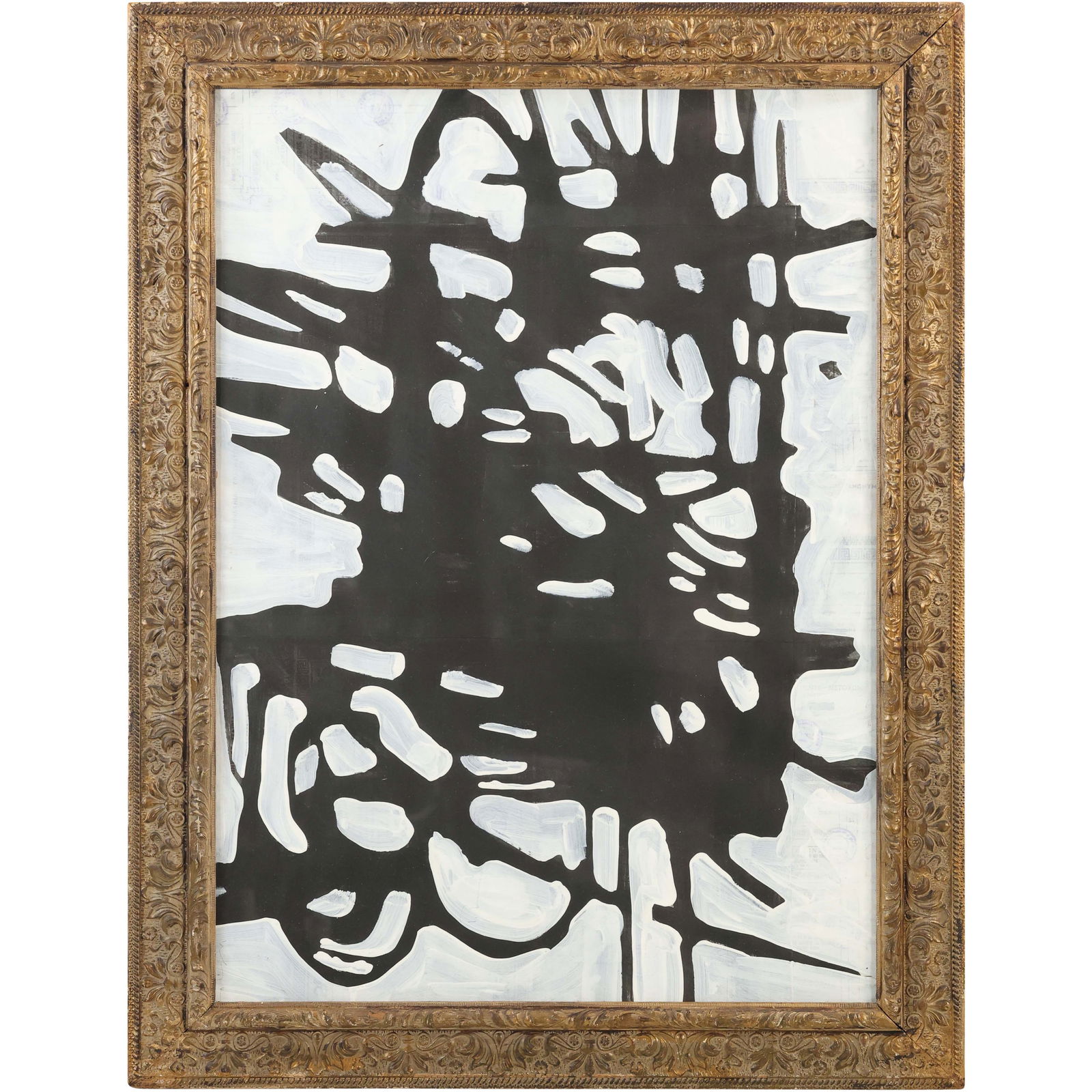 Wayne Cunningham, American, Black and White Abstract Acrylic Painting, Framed (1 of 14)