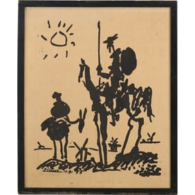 Pablo Picasso's iconic 1955 sketch of Don Quixote Lithograph on Canvas, Signed and Dated in Plate