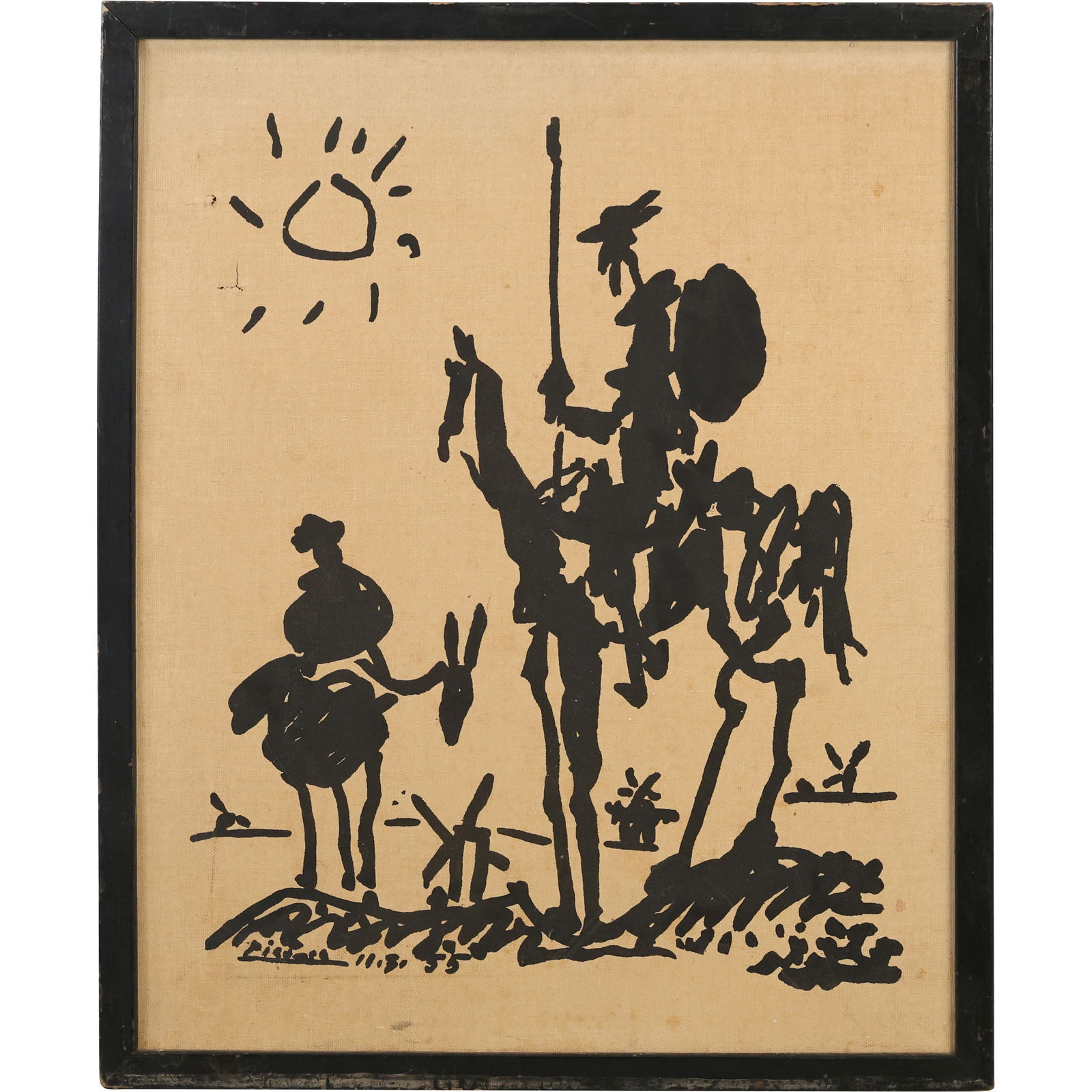 Pablo Picasso's iconic 1955 sketch of Don Quixote Lithograph on Canvas, Signed and Dated in Plate (1 of 10)