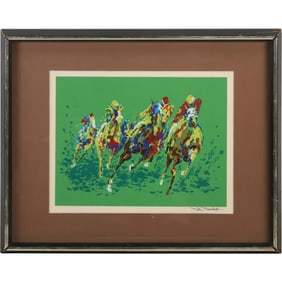 Serigraph Print Titled "Home Stretch" by American Artist Ted Tanabe, Signed, Framed