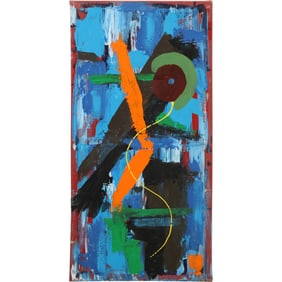 Dennis Sakelson, 20th C. American, Oil on Canvas Painting ABSTRACT COMPOSITION, Signed