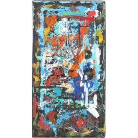 Dennis Sakelson, 20th C. American, Oil in Canvas DRIP ART ABSTRACT 24 in. x 12 in.