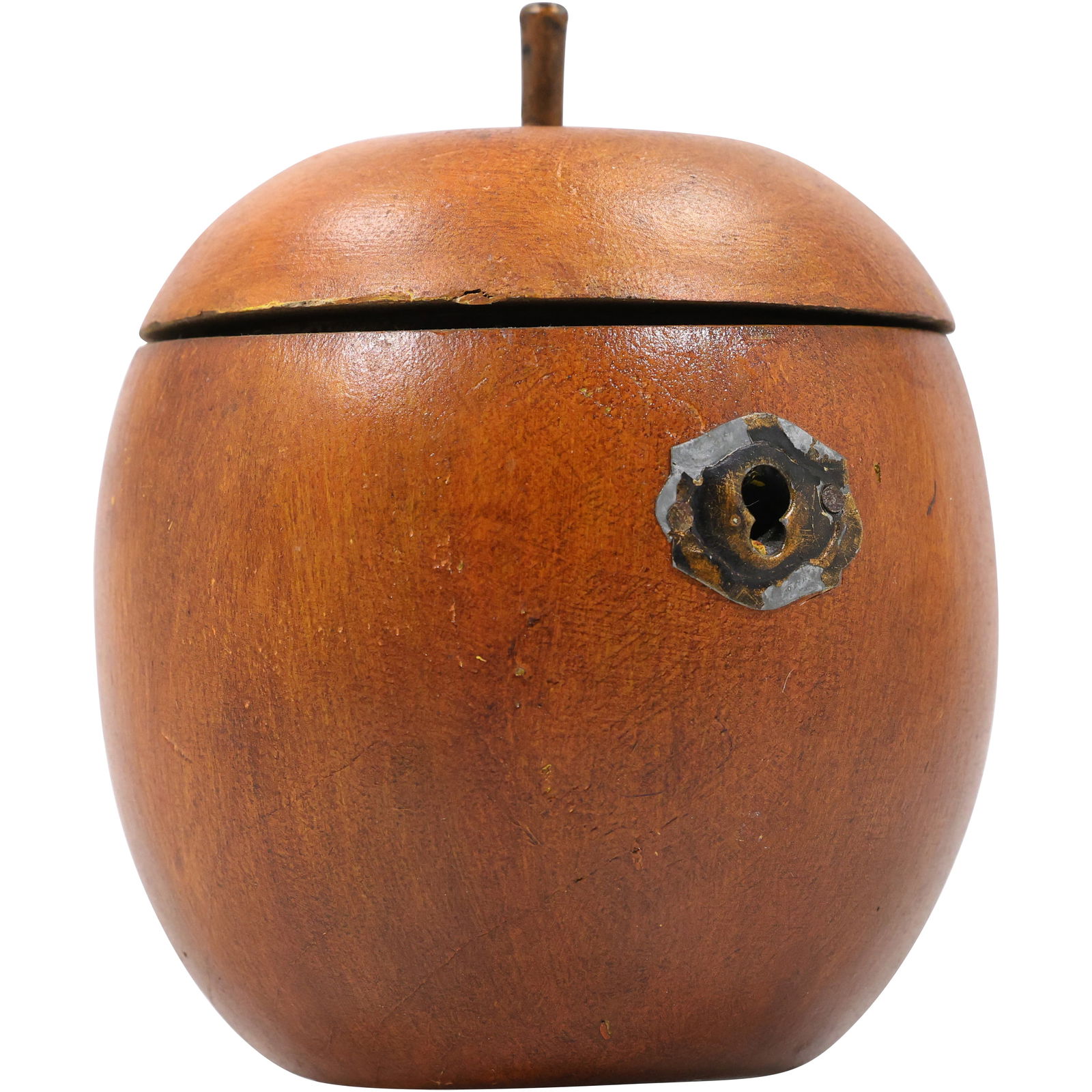 Georgian Period Wooden Apple Shaped Treen Tea Caddy 5.25 in. height x 4 in. wide (1 of 8)