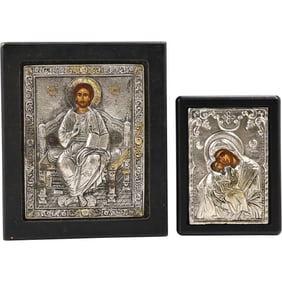 2 marked Sterling Silver .950 RUSSIAN ICONS