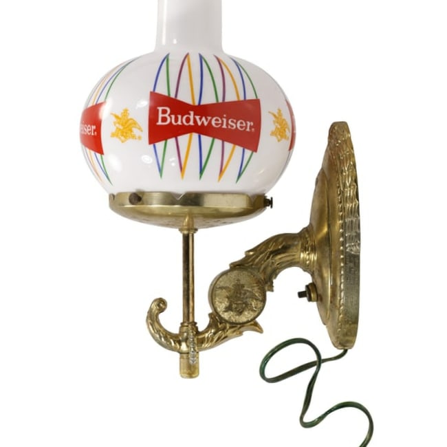2 BUDWEISER Vintage Advertising Wall Sconces, Shades are Glass - SEE PICTURES (1 of 15)