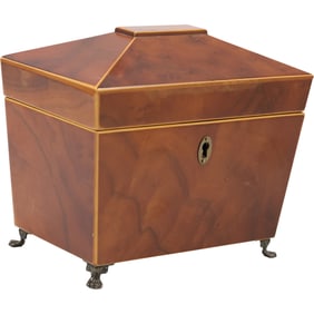 Sarcophagus-shaped Tea Caddy, likely from the Georgian or Regency period in England