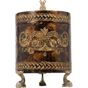 Style of French Louis Philippe Decorated CATCHE POT on Legs, Cover, 13.5 in. height x 8.5 in. wide