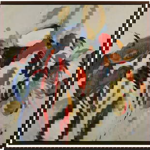 Signed TJ Ridges, Mixed Media on Canvas, Abstract Composition Multi Colors: Signed TJ Ridges, Mixed Media on Canvas, Abstract Composition Multi Colors. size: 36 x 36