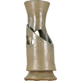 Unique Stoneware Pottery Modernist Sculptured Vase 14.5 in. height x 6 in. wide