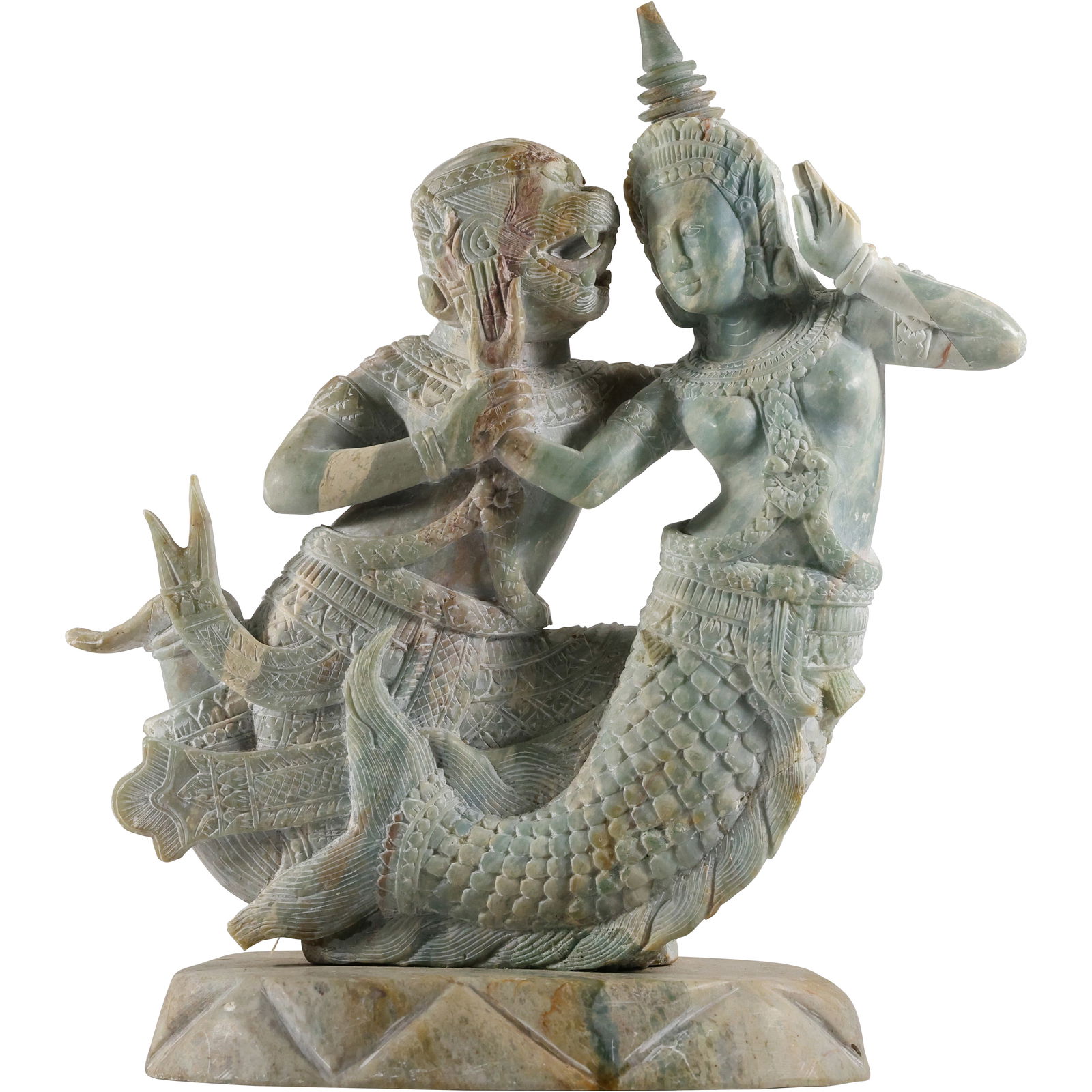 Large Soapstone Carved Sculpture of a Mermaid-like Figure and Mythical Being, 11 in. x 11 in. (1 of 20)