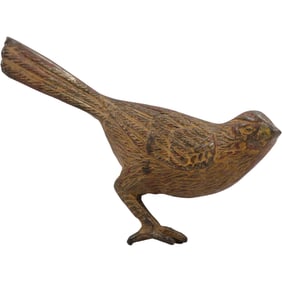 Cast Iron Sparrow Bird Figure Statue 6 in. height x 7.5 in. length, Original Patina