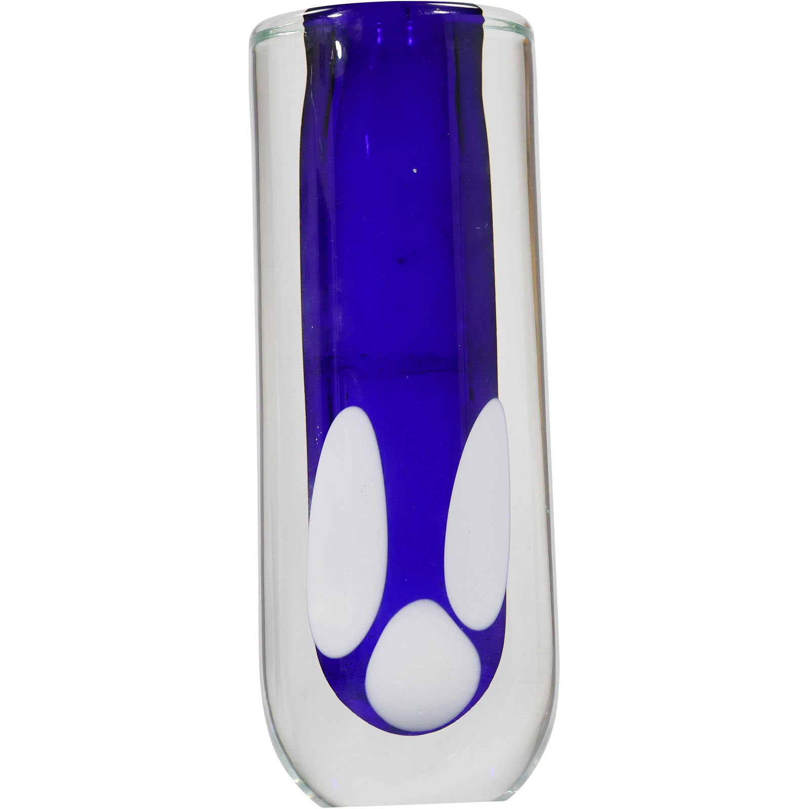 Flavio Poli Sommerso Murano Glass for Seguso Heavy Thick Art Glass Vase with Blue 9.75 in. height: Flavio Poli Sommerso Murano Glass for Seguso Heavy Thick Art Glass Vase with Blue 9.75 in. height. size: 9.75 h 3.5 w