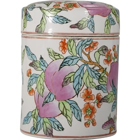 Chinese Famille Rose Ginger Jar Fine Porcelain with Cover 11 in. height x 8 in. wide