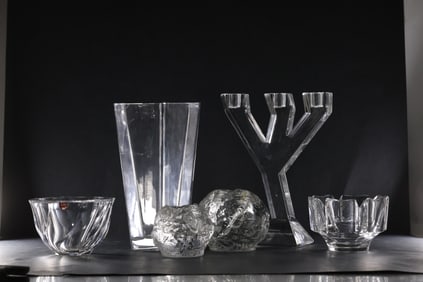 Estate Grouping 6 Assorted Signed ORREFORS Crystal Glass Items - SEE PICTURES