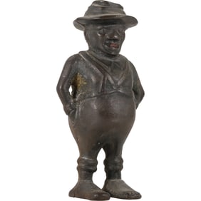 AC Williams Cast Iron Figural Still Bank Man Sharecropper Antique 5.5 in. x 3 in. Black Americana