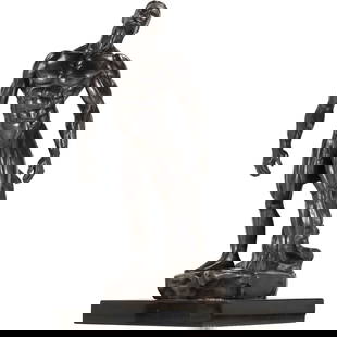 Signed Gio De Car, Numbered 1/125 Bronze STANDING NUDE MALE Sculpture, Good Patina: Signed Gio De Car, Numbered 1/125 Bronze STANDING NUDE MALE Sculpture, Good Patina, Mounted on a Marble Base. size: 17 inches height x 7.5 inches x 7.5 inches - base has small chip