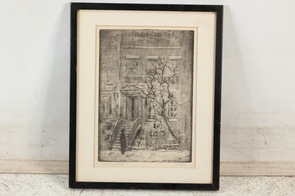 Leon Dolice; American Drypoint Etching - Old New York Signed