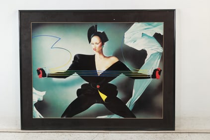 Framed 1980s vintage offset poster titled "Body Building" by H. Majera