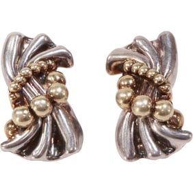 DAVID VARSANO .925 Sterling Silver 18.8 grams Clip on Earrings Israel Designer 1 3/4 in. x 1 in.