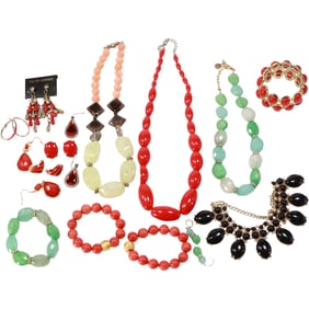 21 Pieces: Assorted 4 Necklaces, 7 Pairs Earrings and 3 Bracelets