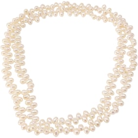 Classic White Tear Shaped Freshwater Cultured Pearl Necklace 36 inches x 1/4 in.
