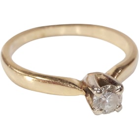 14K Gold Diamond Engagement Ring Size 4.5, 1.2 dwt., 5/8 in. x 1/4 in.